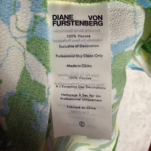 Diane von Furstenberg DVF Jemma Green Yellow Floral Crepe Viscose Midi Dress 16 - Picture 9 of 10